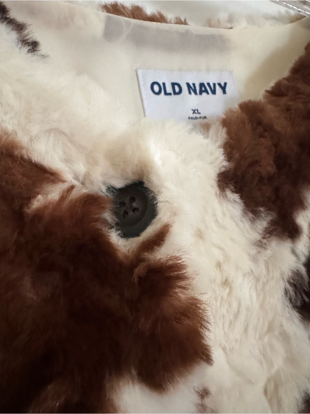 Old Navy - Cow Print Faux Fur Jacket, Brown/Cream - Picture 6 of 10